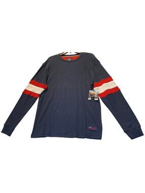 Company 81 Mens Size X Large Navy Long Sleeve Thermal Shirt With Red & White Str